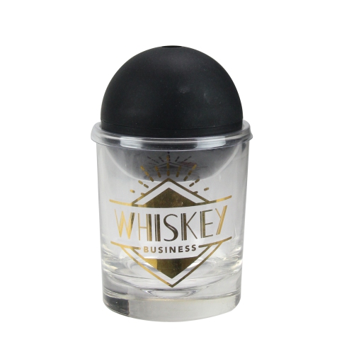 10 oz. Verre à whisky professionnel avec moule à glace sphérique noir