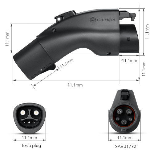 Adaptateur Tesla à J1772Charging de Lectron - Noir