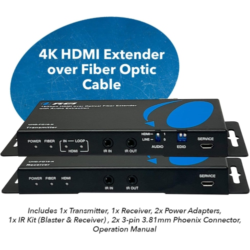 OREI 4K HDMI Over Optical Fiber Extender With Audio Extraction And Bi-Directional IR