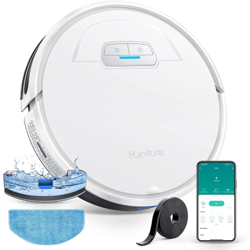 Honiture G20 Robot Vacuum, 4000Pa Smart Robot Vacuum Cleaner and Mop Combo,  Compatible with Alexa/Wifi/App, 150min Runtime, for Pet Hair, Hard Floors,  Carpet, Blanket