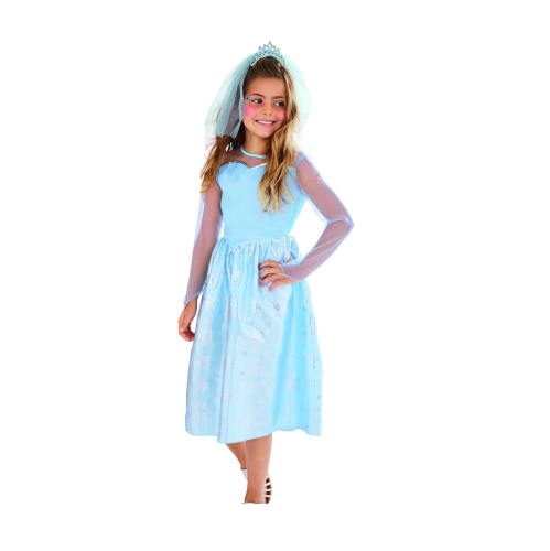 Costume d'Halloween pour enfant, princesse de la Reine des neiges, bleu et argenté - moyen