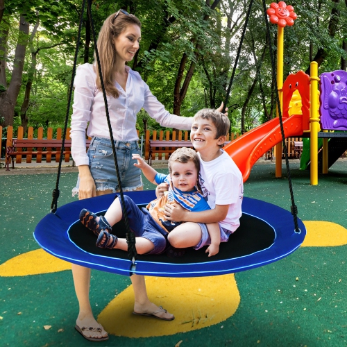 Costway 40" Saucer Tree Swing 660 LBS for Kids Adults Outdoor with LED Lights Rainbow Color/Blue