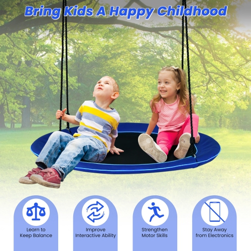 Costway 40" Saucer Tree Swing 660 LBS for Kids Adults Outdoor with LED Lights Rainbow Color/Blue