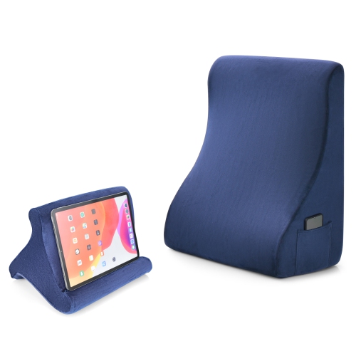 Costway Bed Wedge Pillow with Smooth Zipper Side Pockets Support for Back Brown/Gray/Navy