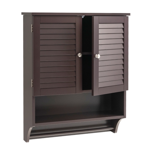 Costway Bathroom Wall Mounted Medicine Cabinet with Louvered Doors & Towel Bar