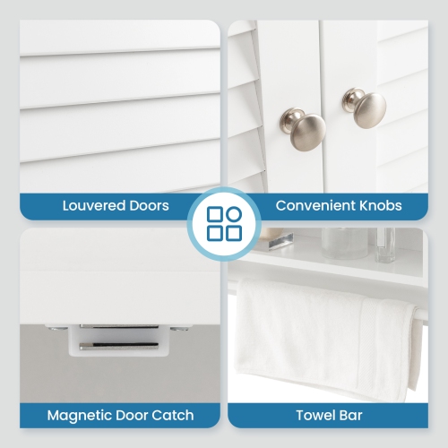 Costway Bathroom Wall Mounted Medicine Cabinet with Louvered Doors & Towel Bar