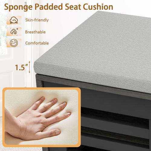 Costway Shoe Storage Bench with Cushion Shoe Storage Organizer Shoe Rack Entryway Grey/Natural
