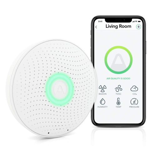 AIRTHINGS Wave Plus Indoor Air Quality Monitor with Radon Detection Free App & Web Dashboard Easy-to-Use Radon, Tvocs, Co2, Temperature, Humidity & A