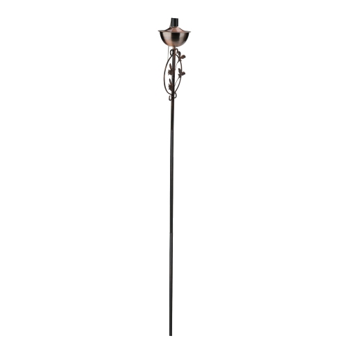64.5" Brushed Copper Floral Motif Outdoor Patio Garden Oil Lamp Torch