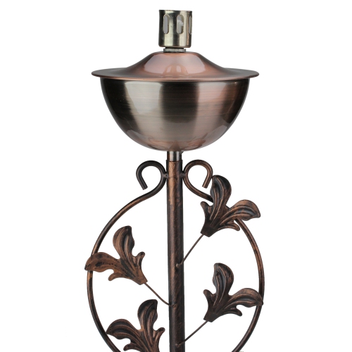 64.5" Brushed Copper Floral Motif Outdoor Patio Garden Oil Lamp Torch