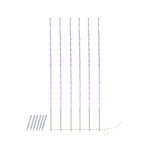 NORTHLIGHT  Led Branch Christmas Light Stakes - Purple Lights - 8.5' Wire - Set Of 6 In White