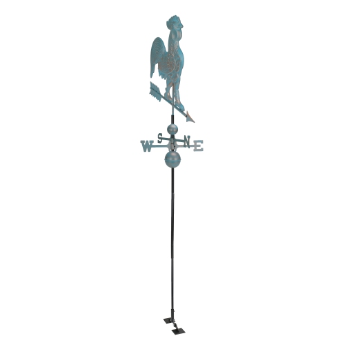 3' Weathered Patina Polished Rooster Outdoor Patio Weathervane