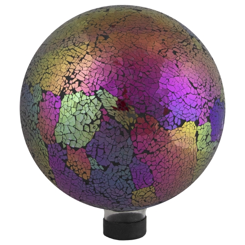 NORTHLIGHT  10" Iridescent Mosaic Reflective Glass Outdoor Garden Gazing Ball In Pink