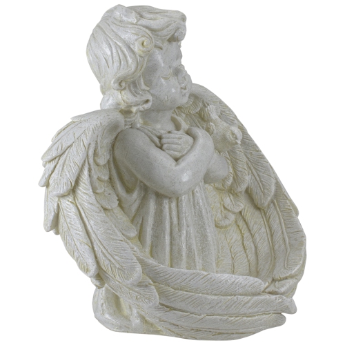 Mangeoire pour oiseaux en forme de statue de jardin d'extérieur, 9 po, Ailes d'ange de Cherub