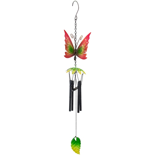 19" Red Metal Butterfly Outdoor Garden Windchime