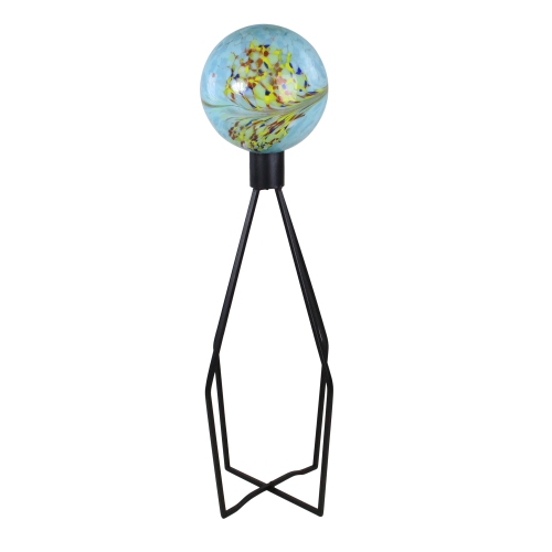30" Black Matte Geometric Gazing Ball Stand