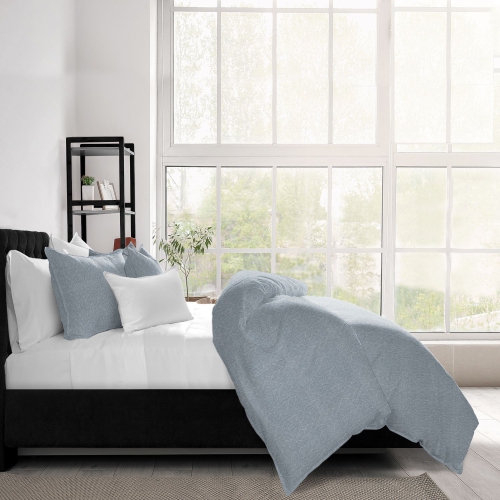 Set of 3 Blue Embossed Braid Coverlet with Pillow Shams - King