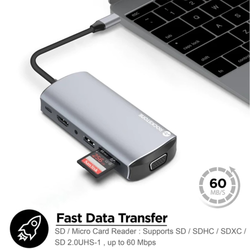 Rockstone - 11-in-1 USB Type-C Hub, USB-A, HDMI and SD & Micro SD Card Reader and more