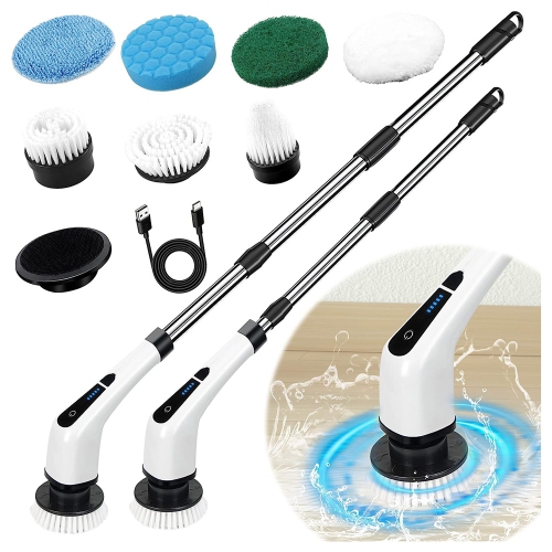 axGear Electric Brush Spin Scrubber Cordless Rechargeable Handheld Power Cleaning with 7 Replaceable Brush Heads