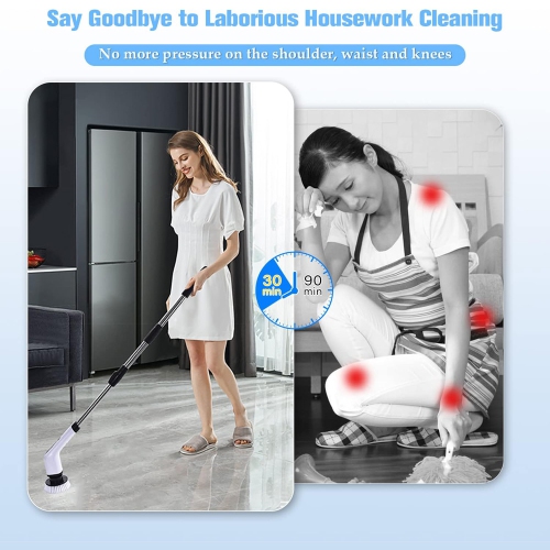 axGear Electric Brush Spin Scrubber Cordless Rechargeable Handheld Power Cleaning with 7 Replaceable Brush Heads