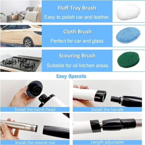 axGear Electric Brush Spin Scrubber Cordless Rechargeable Handheld Power Cleaning with 7 Replaceable Brush Heads