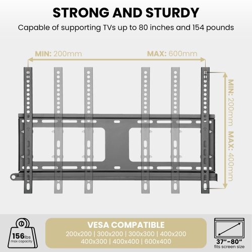 ZeboZap Vinyl Siding TV mount | Holds upto 80 Inch TV on Vinyl Siding, Stucco, Brick and Stone | WeatherProof | Lockable with padlock | Tilting 15