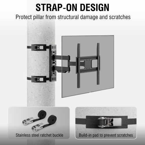 ZeboZap DIY Gazebo TV Mount | No Drill Full Motion | Outdoor TV Mount | Patio/Pergola/Post TV Mount | Stainless Steel Screws | Weatherproof | Holds