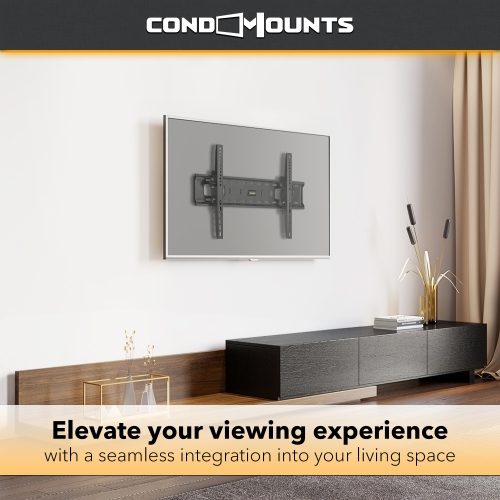 CondoMounts Tilt TV Wall Mount For Steel Stud | NO Stud | TV Mount Metal Studs | Holds 132lbs TV | Fits 37"-80" TVs | Includes Elephant Anchor Set