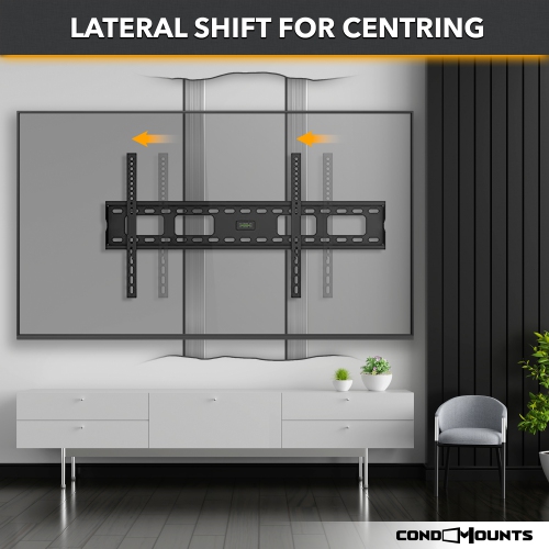 CondoMounts Fixed TV Wall Mount for Steel Stud | NO Stud Drywall | TV Mount Metal Studs | Holds 132lbs | Fits 42"-75" TVs | Includes Elephant Anchor