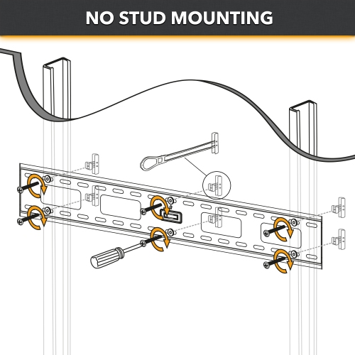 CondoMounts Fixed TV Wall Mount for Steel Stud | NO Stud Drywall | TV Mount Metal Studs | Holds 132lbs | Fits 42"-75" TVs | Includes Elephant Anchor