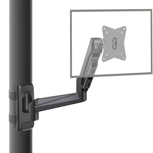 CondoMounts NO Drill Full Motion Pillar Monitor Mount | WorkBench Monitor Mount | Pallet Rack | GAS Spring Arm with VESA Plate | Holds 18lbs | Up to