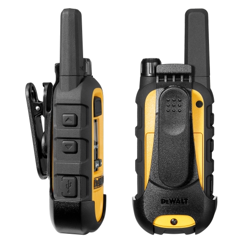 2 DeWalt DXFRS300 Walkie Talkies Plus Earpieces - 1 Watt Heavy Duty Work Site Two Way Radio Set Waterproof, Shock Resistant, Long Range, 2 Radios and