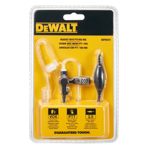 Dewalt Surveillance Headset Stealth Earpiece Microphone - Works with DXFRS Range Of 2 Way Radios, Walkie Talkies | with Push to Talk and Voice