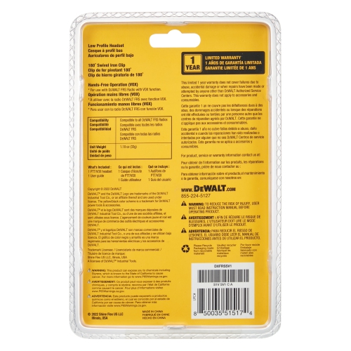 Dewalt Surveillance Headset Stealth Earpiece Microphone - Works with DXFRS Range Of 2 Way Radios, Walkie Talkies | with Push to Talk and Voice