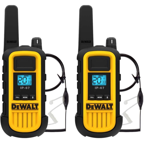 2 DEWALT Walkie Talkies PLUS Earpieces - DXFRS800 2 Watt Heavy 