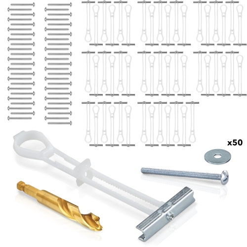 CondoMounts UNIVERSAL Wall Mounting Anchors | TV Mount Metal/Steel/NO Stud | Metal Stud Anchors | Holds 90lbs | Includes 50 Elephant Anchor Set & 1 T