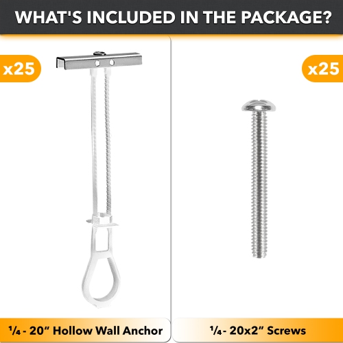 CondoMounts UNIVERSAL Wall Mounting Anchors | TV Mount Metal/Steel/NO Stud | Metal Stud Anchors | Cabinets | Holds 90lbs | Includes 25 Elephant