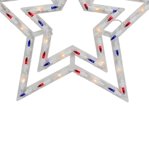 Décoration de fenêtre en forme d'étoile patriotique illuminée - 17 po