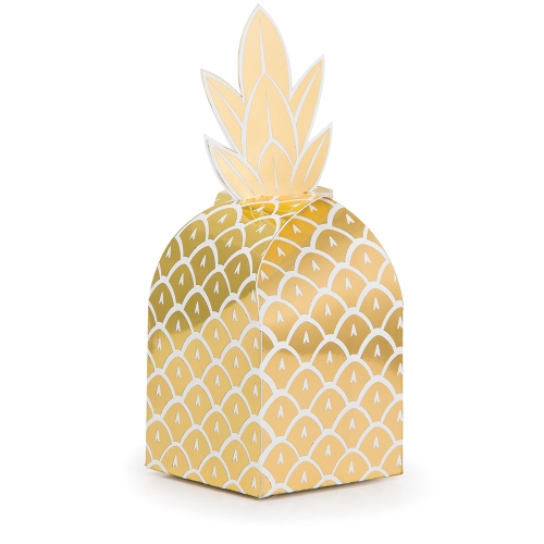 Paquet de 48 boîtes décoratives de 10,5 po pour ananas pailleté en aluminium et doré format Club