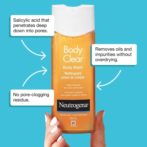 Neutrogena Body Clear Acne Body Wash with Salicylic Acid, 250 mL - Original