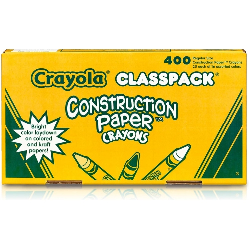 Crayola Construction Paper Crayons, Classpack 400-Count, School and Craft Supplies, Teacher and Classroom Supplies, Gift for Boys and Girls, Kids,