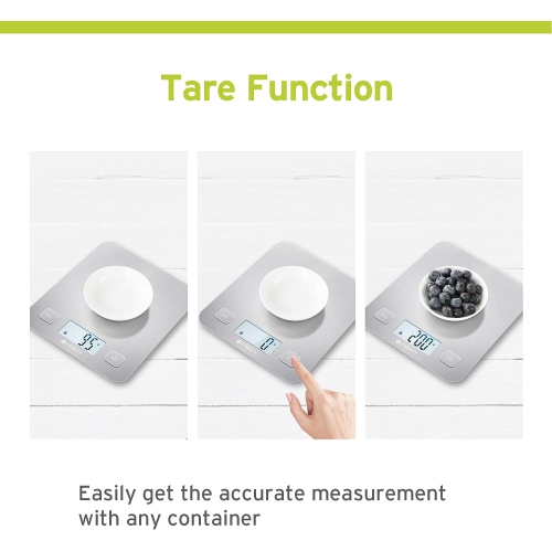 Etekcity Food Kitchen Scale, Digital Grams and Ounces for Weight Loss, Baking, Cooking, Keto and Meal Prep, Large, Stainless Steel, Silver
