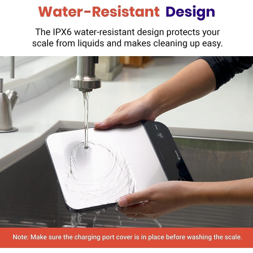 Etekcity Luminary 22 lb – Balance numérique pour cuisine alimentaire pour perte de poids, IPX6 étanche, rechargeable, onces et grammes pour la