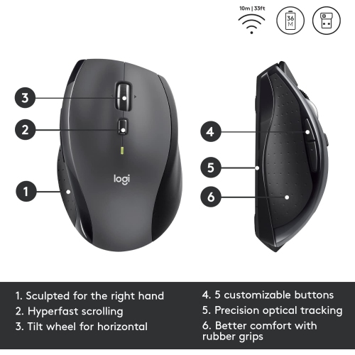 Logitech M705 Marathon Wireless Mouse - BLACK by LOGITECH - Open Box condition - Image 6