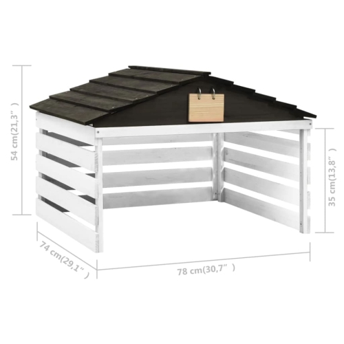 Garage robotique de tondeuse VIDAXL, noir et blanc, 78 x 74 x 4 po, bois de menuiserie 54 cm