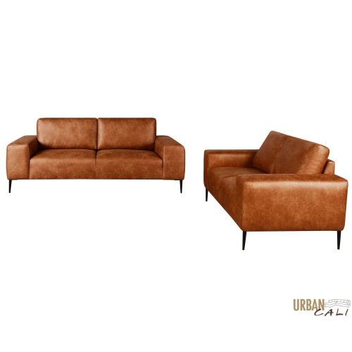 Urban Cali Fresno 2 Piece Sofa and Loveseat Set in Rustic Light Brown