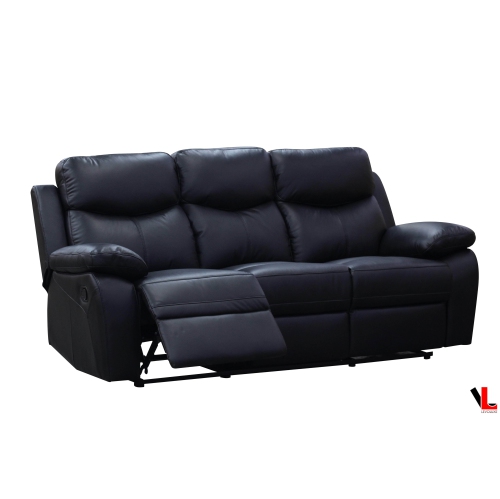 Ens. 2 pièces avec divan et causeuse inclinables à plateau-coussin Aveon Levoluxe, cuir reconstitué