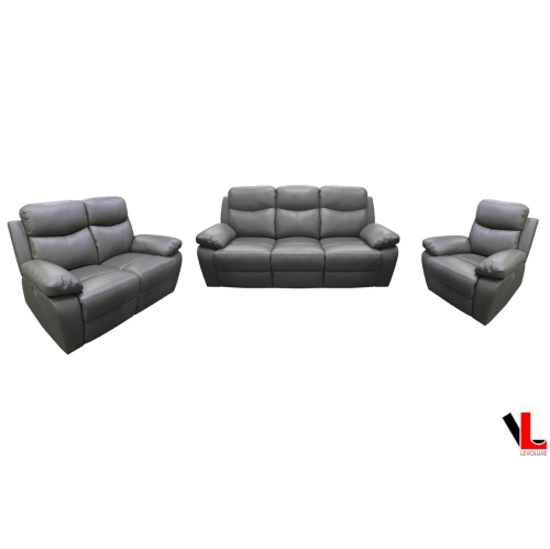 Levoluxe Aveon 3 Piece Pillow Top Arm Reclining Sofa, Loveseat and Chair Set in Leather Match