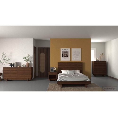 Rustic Classics Jasper 4 Piece Reclaimed Wood Platform Bedroom Furniture Set in Brown