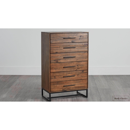 Ens. 4 pièces meubles de chambre à coucher plateforme en bois récupéré et métal Blackcomb de Rustic Classics, grain café